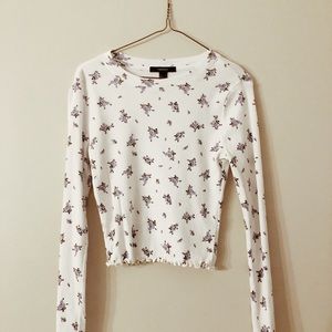 Forever 21 Long Sleeve Floral Crop Top